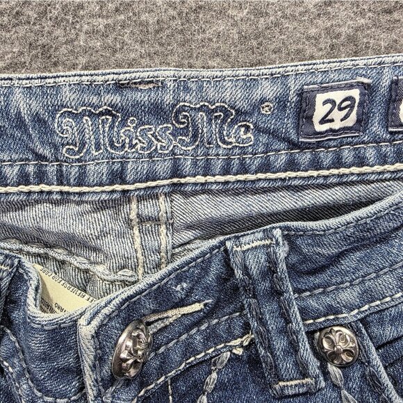 Miss Me Jeans Womens 29 Light Wash Blue Skinny JP5159S Embroidered Cross Pockets - Picture 5 of 12
